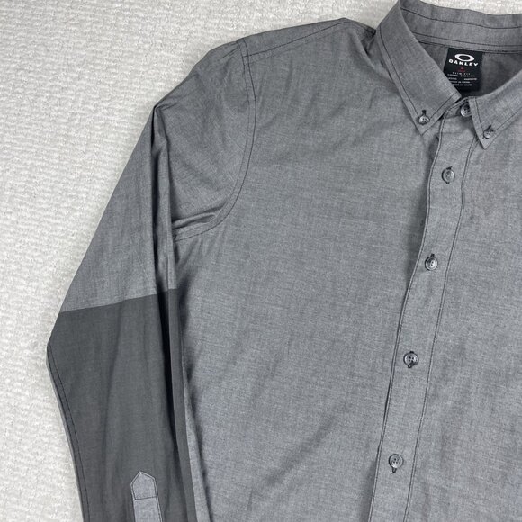 Oakley Shirt Gray Color Block Button down Long Sleeve Men Sz M Slim Fit - Picture 3 of 16